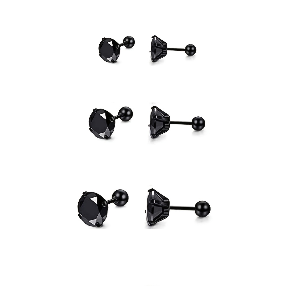 6pcs Low-Allergen Screw-In Ear Studs for Women
